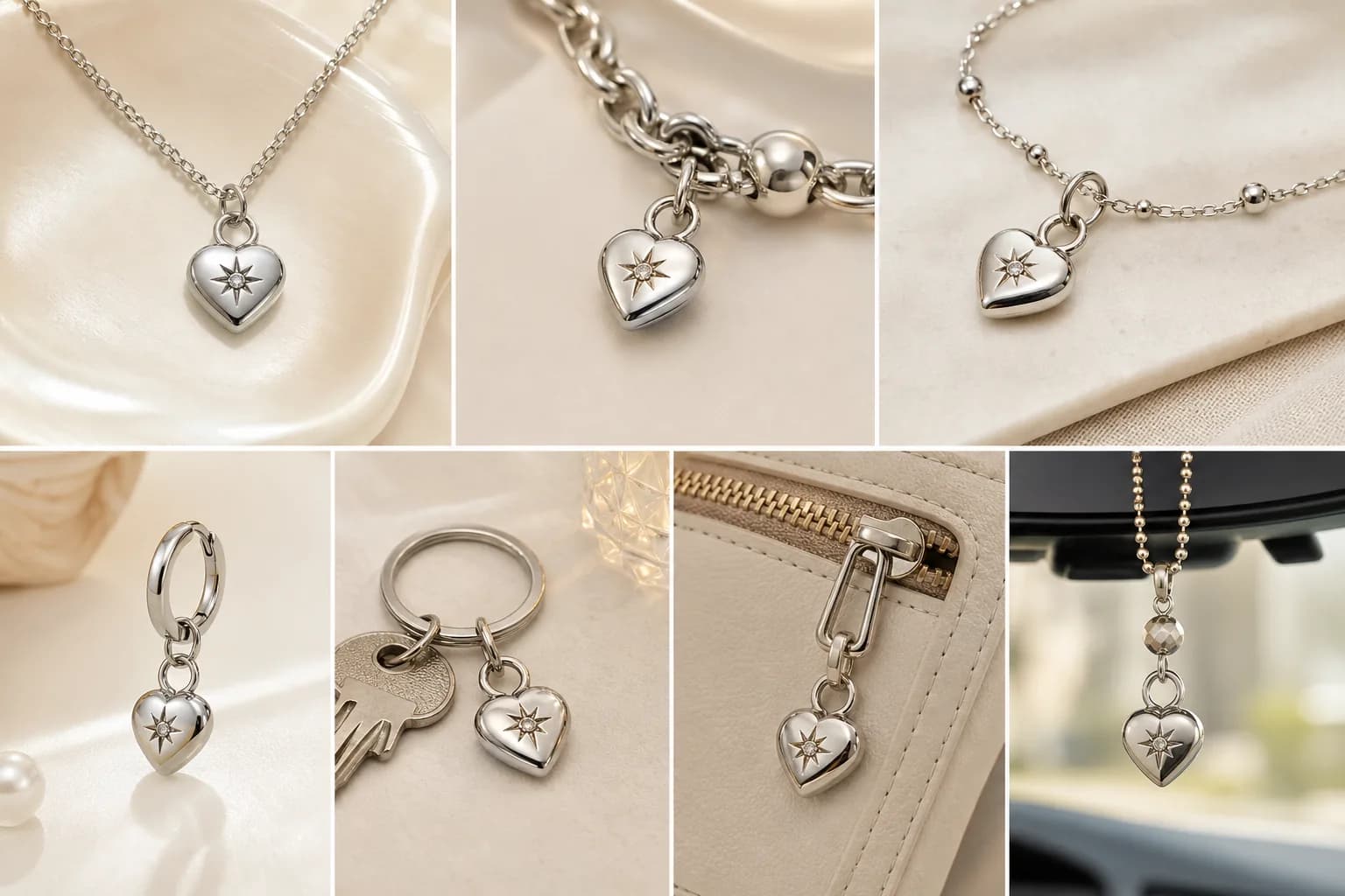 Stainless steel charm application examples for anklets and seasonal accessories