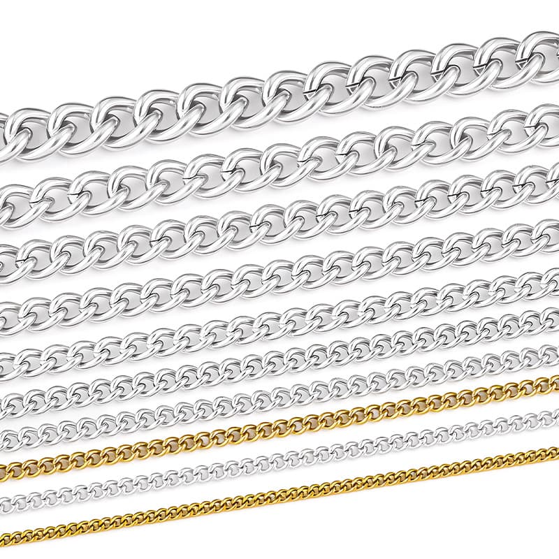 Chaîne torsadée en acier inoxydable – chaîne curb polie pour bijoux DIY 5