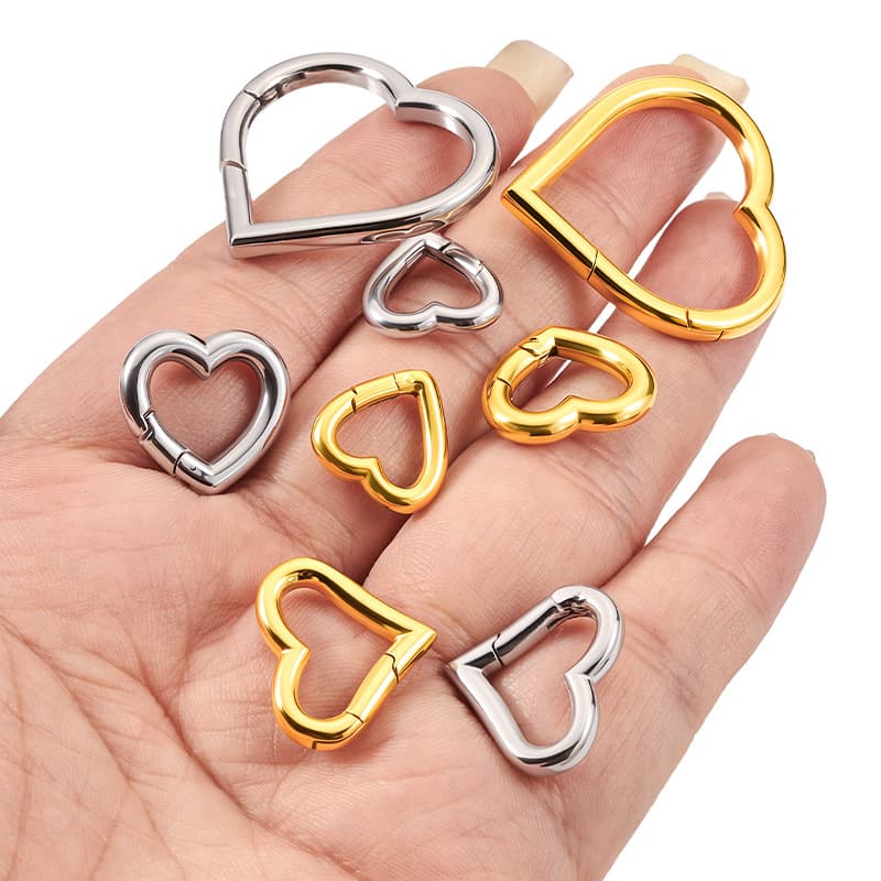 Stainless Steel Heart Spring Clasps for Jewelry Making – Polished Heart Connector DIY Findings 3