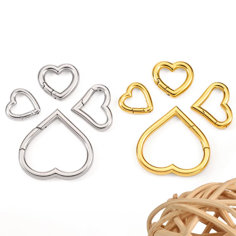 Stainless Steel Heart Spring Clasps for Jewelry Making – Polished Heart Connector DIY Findings 2