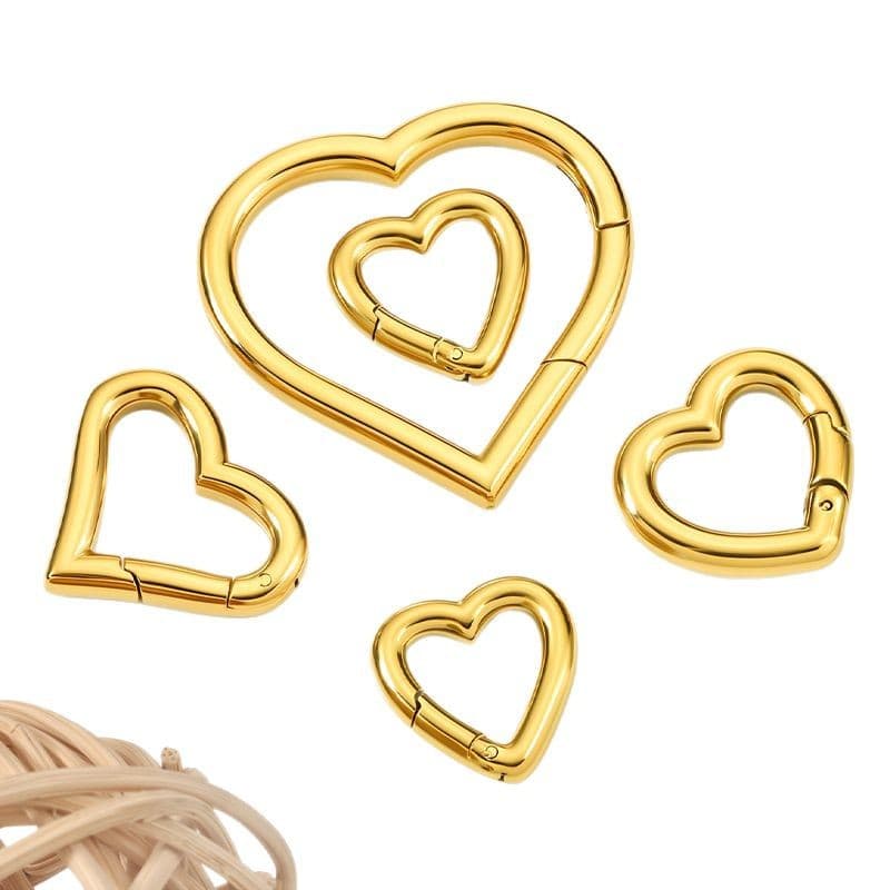 Stainless Steel Heart Spring Clasps for Jewelry Making – Polished Heart Connector DIY Findings