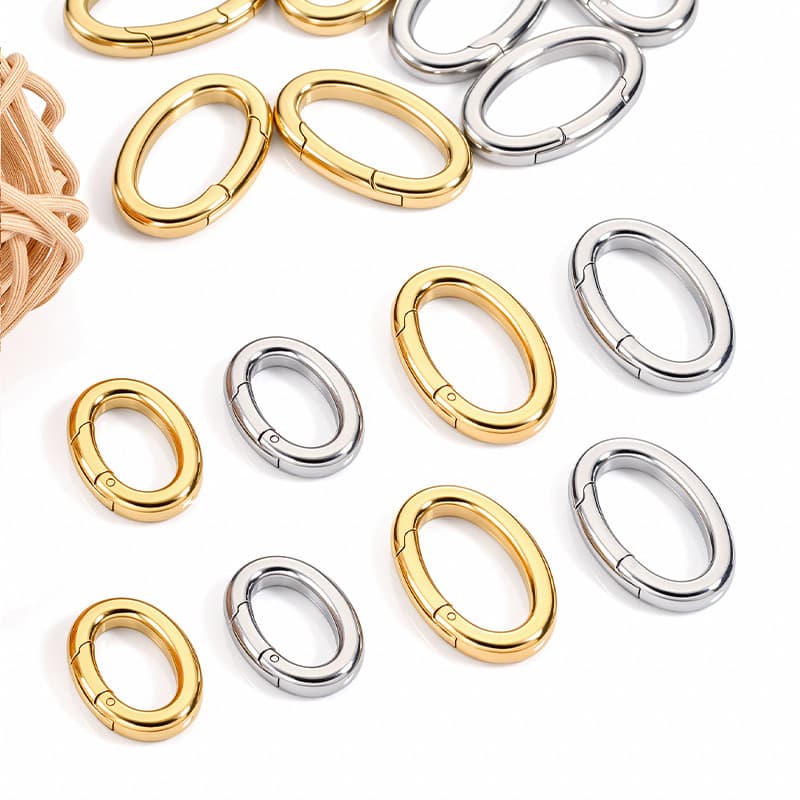 Polished Stainless Steel Oval Spring Clasps for Jewelry Making – Polished Oval Connector DIY Findings