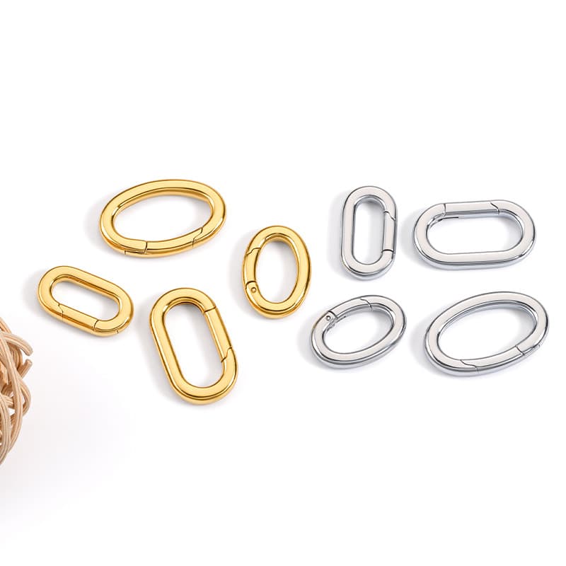 Polished Stainless Steel Oval Spring Clasps for Jewelry Making – Polished Oval Connector DIY Findings 2
