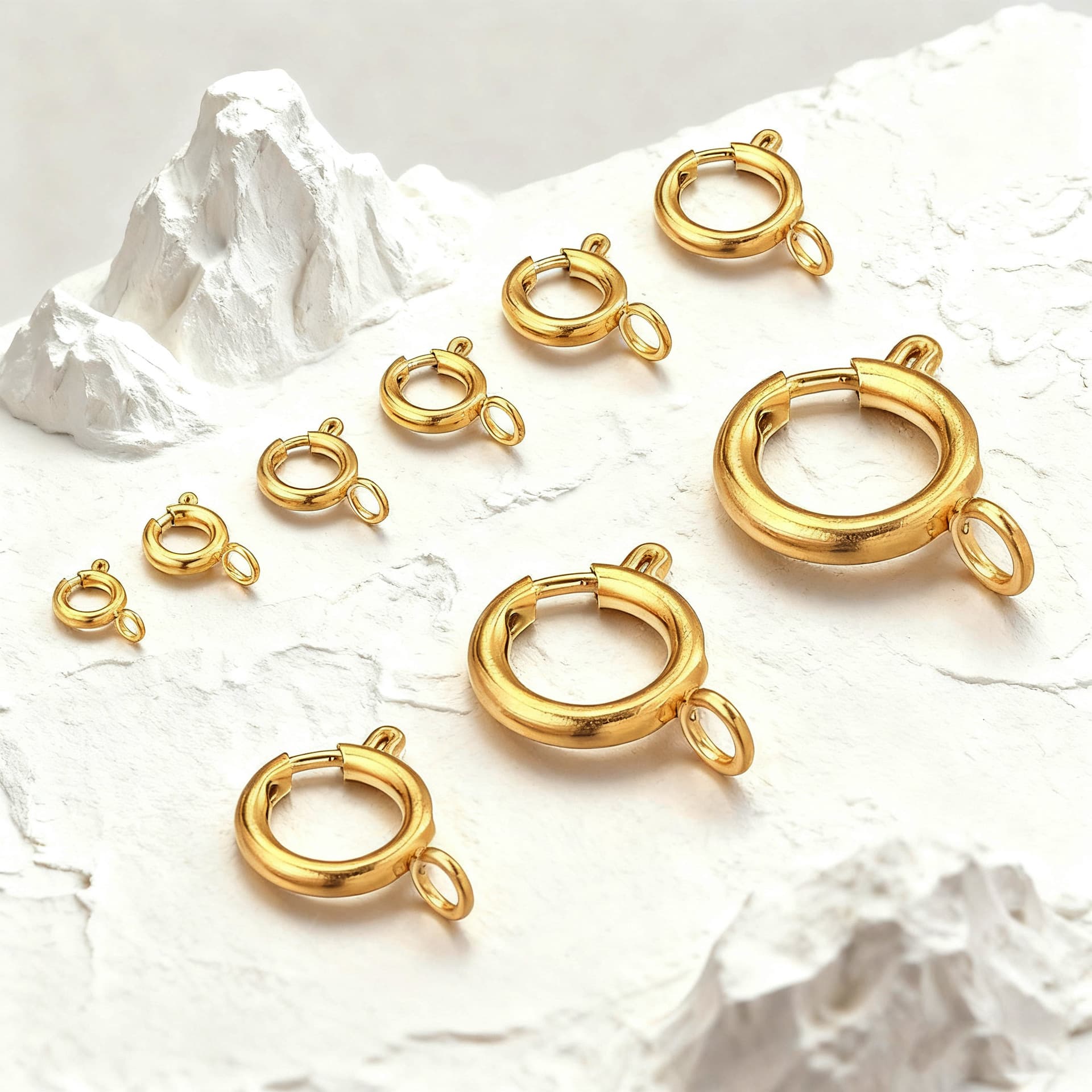 Gold Stainless Steel Spring Ring Clasps for Jewelry Making – DIY Jewelry Findings