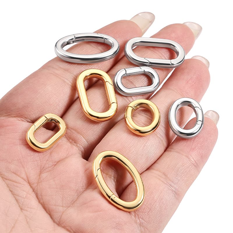 Polished Stainless Steel Oval Spring Clasps for Jewelry Making – Polished Oval Connector DIY Findings 4