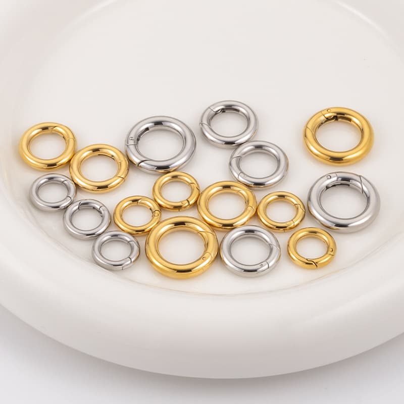 Polished Stainless Steel Spring Ring Clasps – Round Connector DIY Jewelry Findings