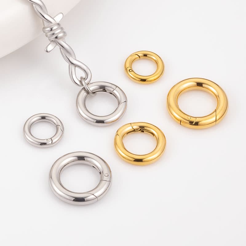 Polished Stainless Steel Spring Ring Clasps – Round Connector DIY Jewelry Findings 2