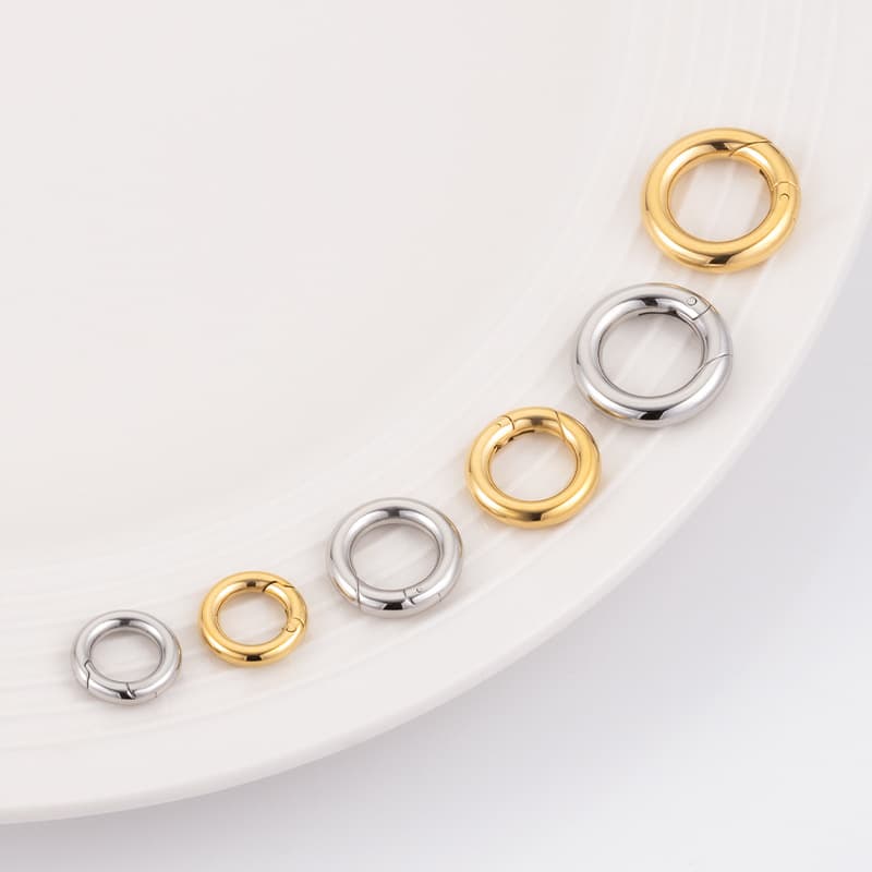 Polished Stainless Steel Spring Ring Clasps – Round Connector DIY Jewelry Findings 3