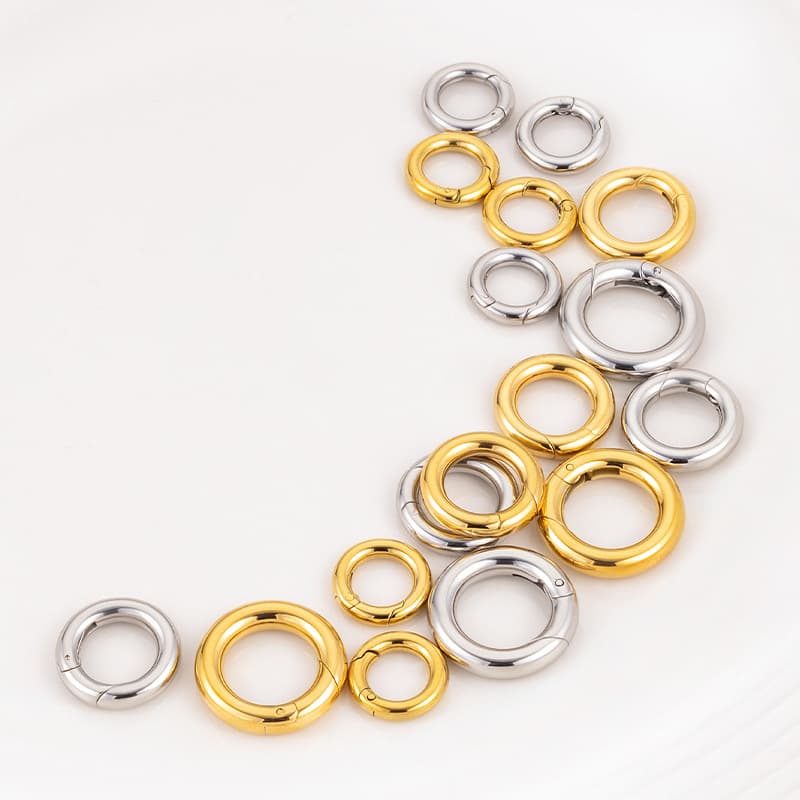 Polished Stainless Steel Spring Ring Clasps – Round Connector DIY Jewelry Findings 4