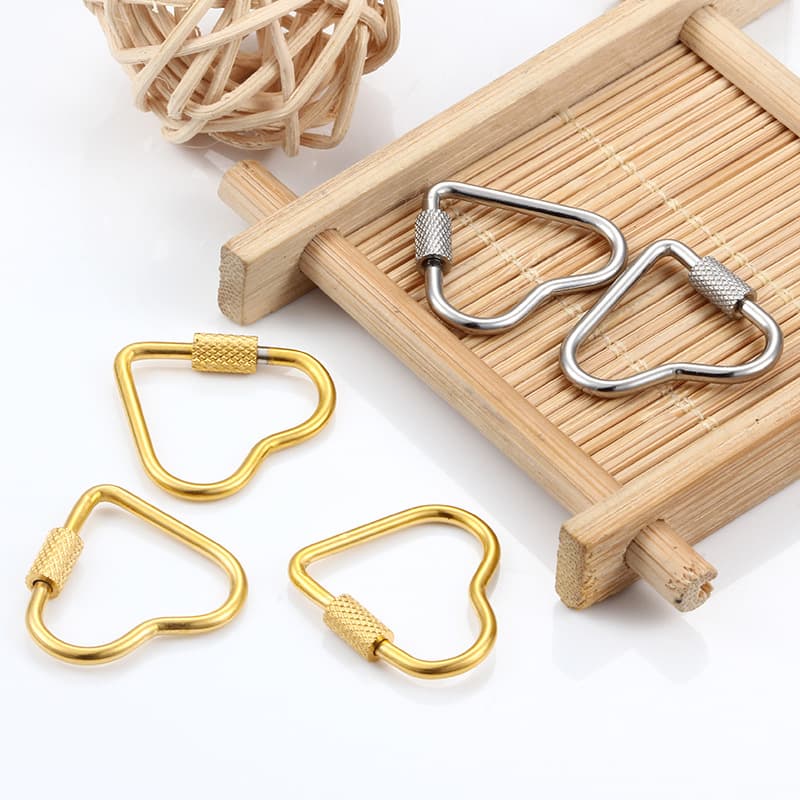 Stainless Steel Heart Carabiner Clasps – Screw Lock Connector for DIY Jewelry & Accessories