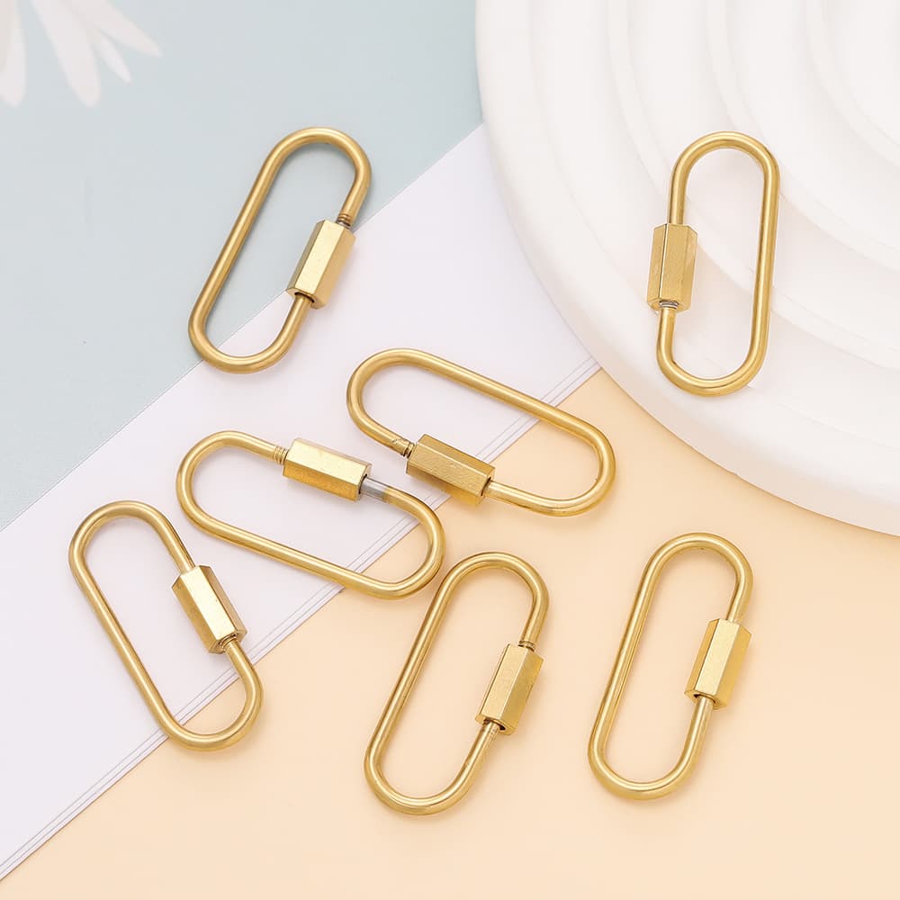 Stainless Steel Screw Lock Carabiner Clasps – Oval Connector for Jewelry & DIY Accessories 3