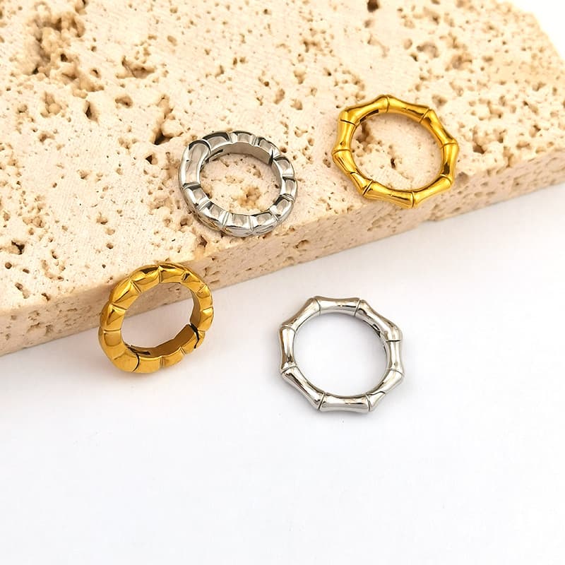 18K Gold Plated Bamboo Spring Ring Clasp – Stainless Steel DIY Jewelry Connector