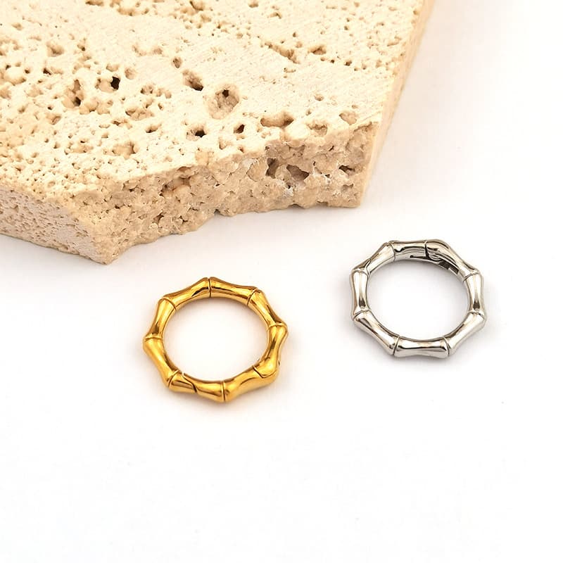 18K Gold Plated Bamboo Spring Ring Clasp – Stainless Steel DIY Jewelry Connector 4