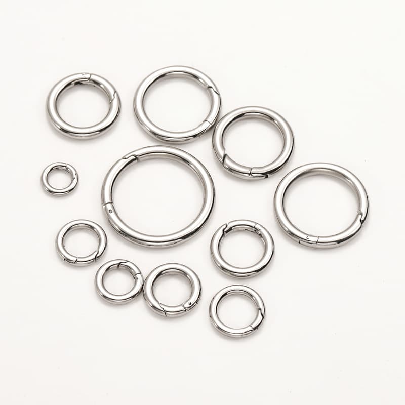 Connecteur rond à ressort pour porte-clés – composant de bijouterie en acier inoxydable pour bricolage 3