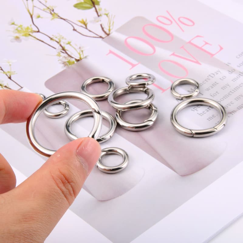 Connecteur rond à ressort pour porte-clés – composant de bijouterie en acier inoxydable pour bricolage 4