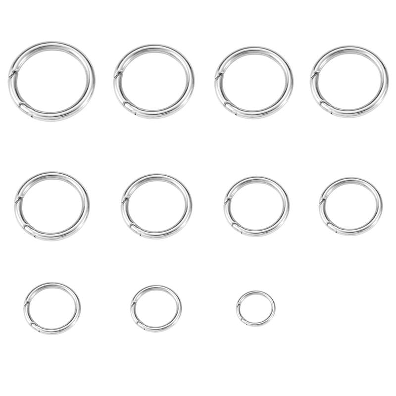 Connecteur rond à ressort pour porte-clés – composant de bijouterie en acier inoxydable pour bricolage 6