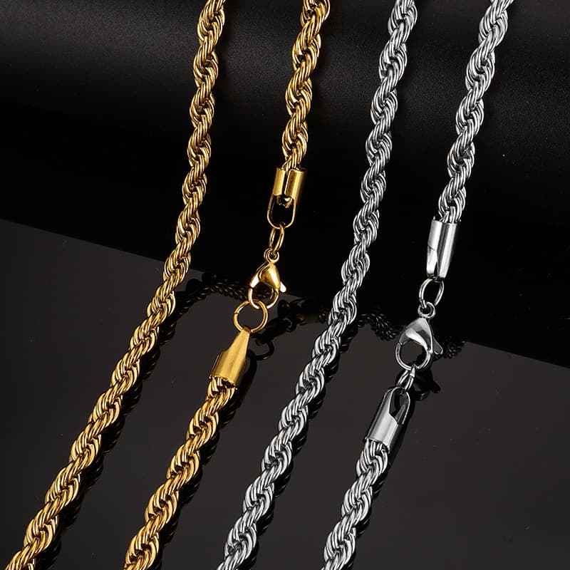 Collier chaîne corde en acier inoxydable – chaîne torsadée pour bijoux DIY 2