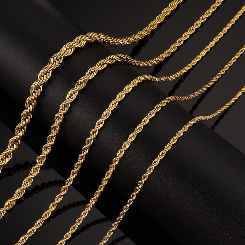 Collier chaîne corde en acier inoxydable – chaîne torsadée pour bijoux DIY 3