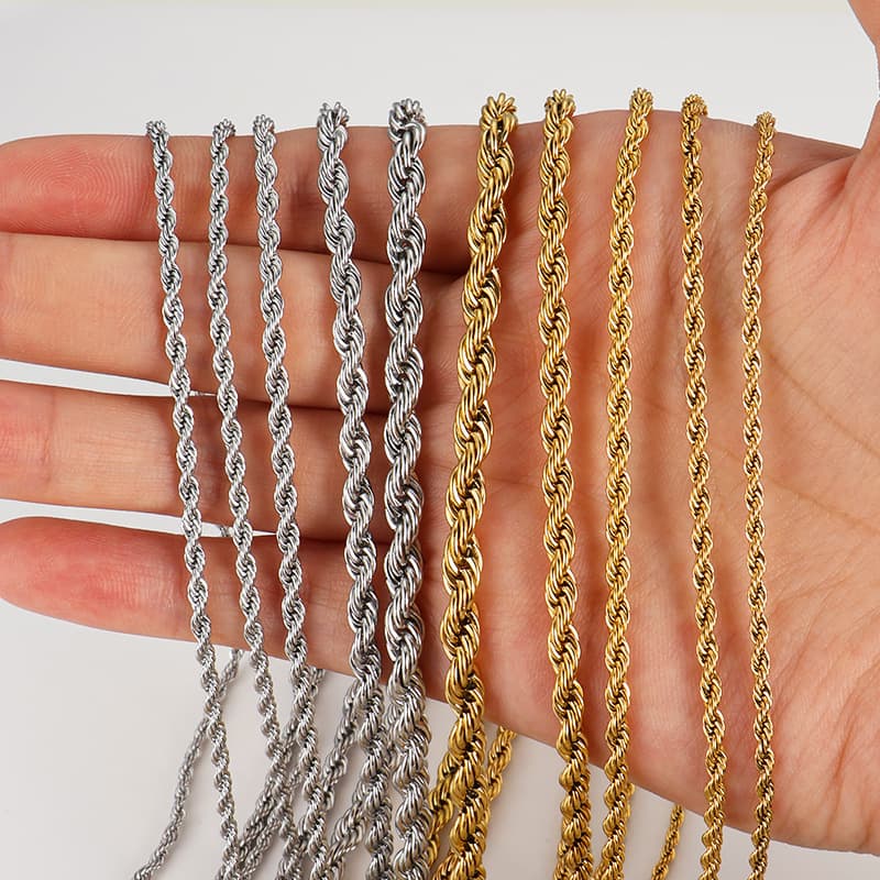 Collier chaîne corde en acier inoxydable – chaîne torsadée pour bijoux DIY 4