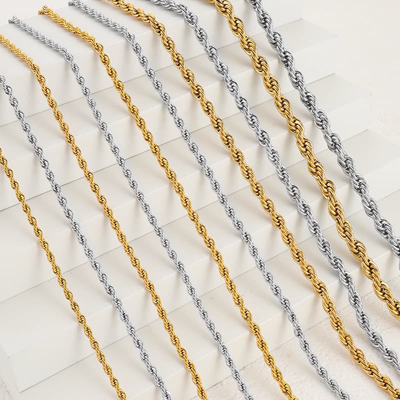 Collier chaîne corde en acier inoxydable – chaîne torsadée pour bijoux DIY 5