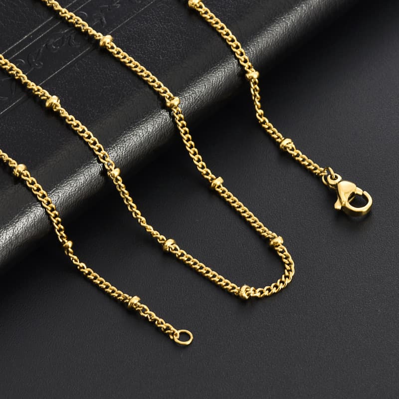 Chaîne en acier inoxydable à perles latérales – chaîne pour collier de bijoux DIY 4