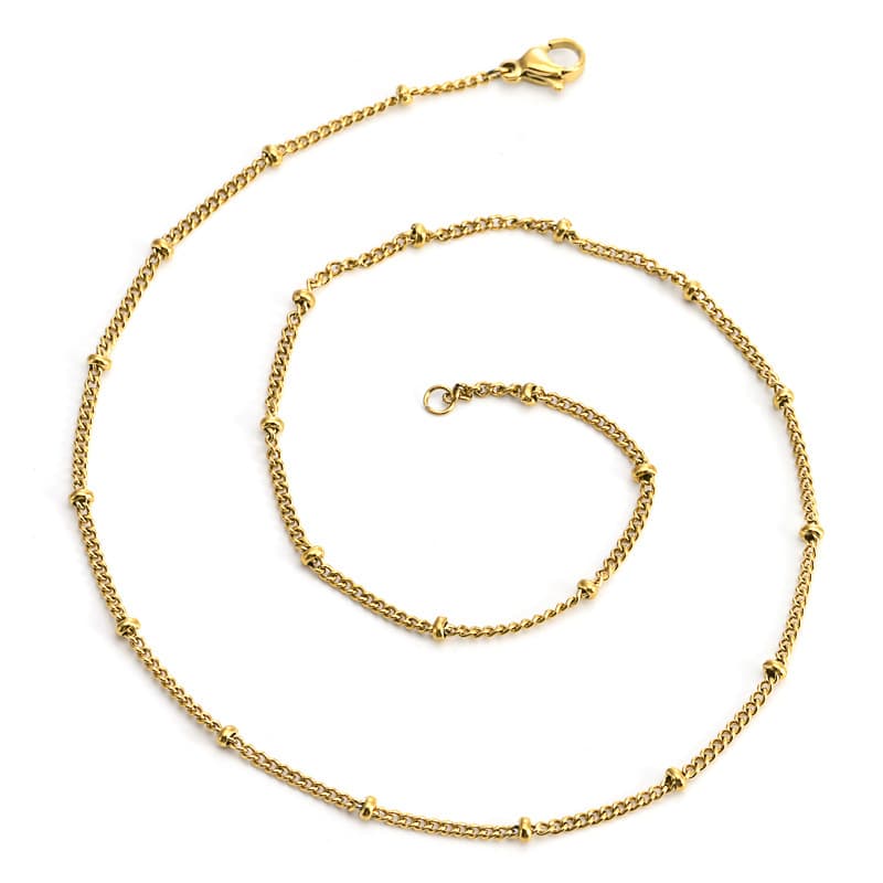 Chaîne en acier inoxydable à perles latérales – chaîne pour collier de bijoux DIY 5