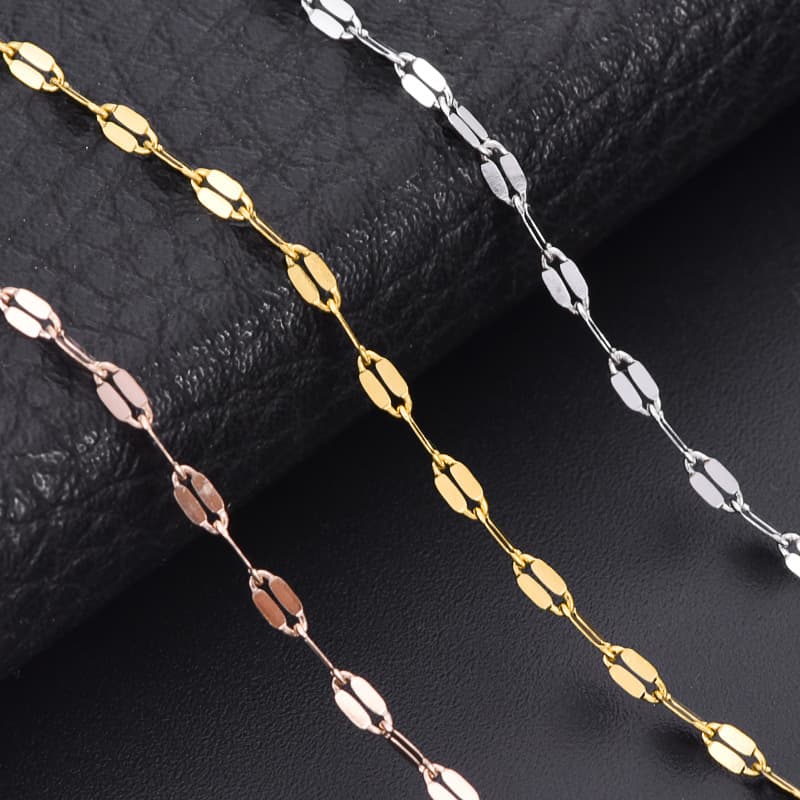 Edelstahl-Lippenkette – Minimalistische Kette mit ovalen Gliedern für DIY-Schmuck 3