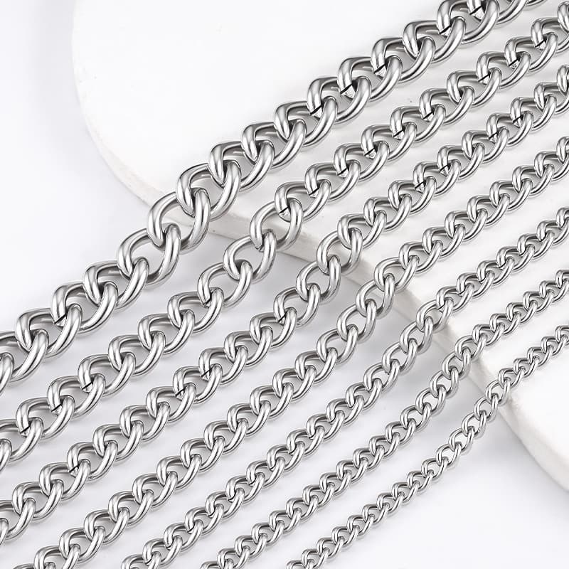 Chaîne torsadée en acier inoxydable – chaîne curb polie pour bijoux DIY 2