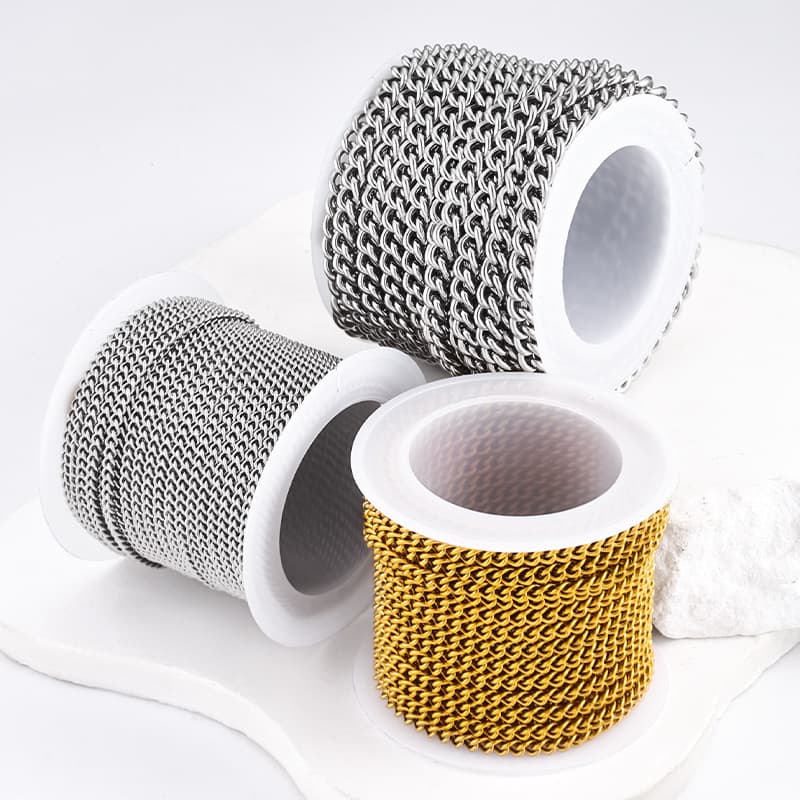 Chaîne torsadée en acier inoxydable – chaîne curb polie pour bijoux DIY 3
