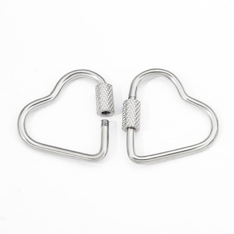 Stainless Steel Heart Carabiner Clasps – Screw Lock Connector for DIY Jewelry & Accessories 4