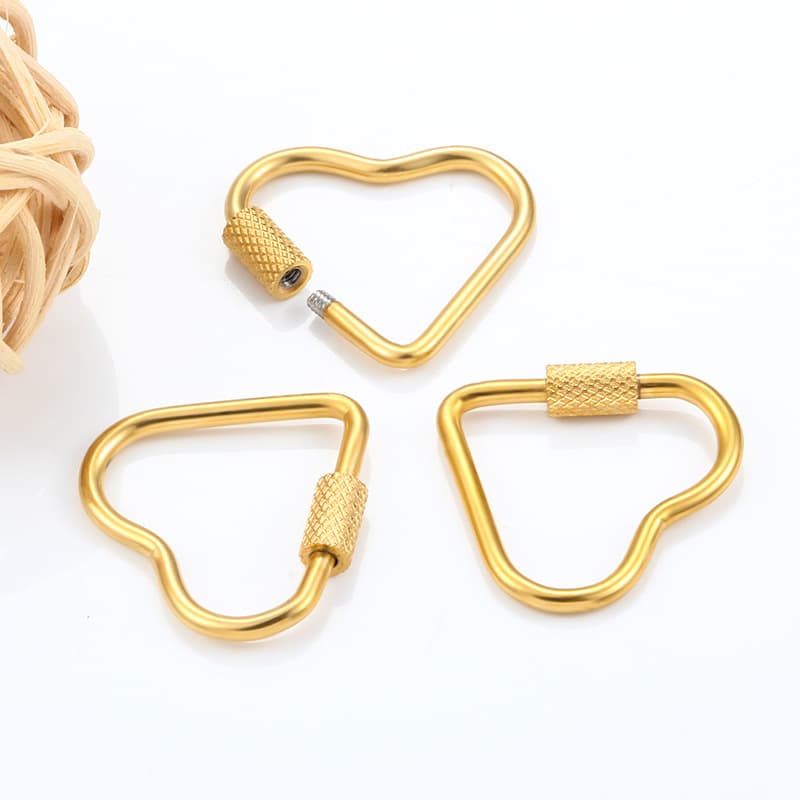 Stainless Steel Heart Carabiner Clasps – Screw Lock Connector for DIY Jewelry & Accessories 3