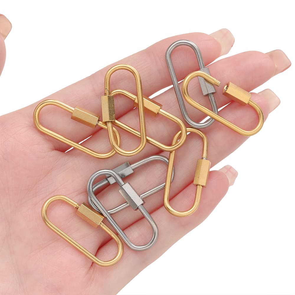 Stainless Steel Screw Lock Carabiner Clasps – Oval Connector for Jewelry & DIY Accessories 4
