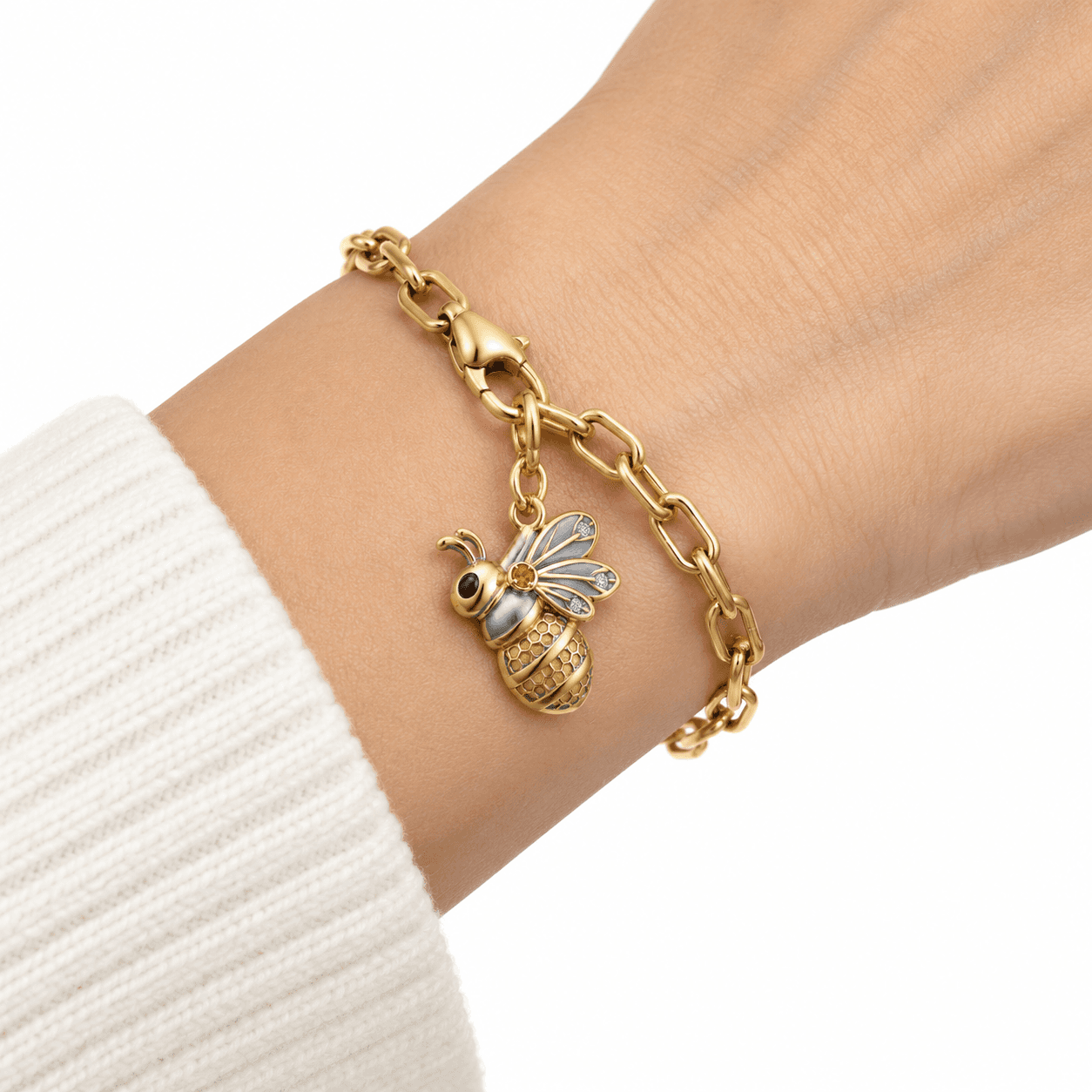 Golden Honeycomb Wing Bee Charm 5