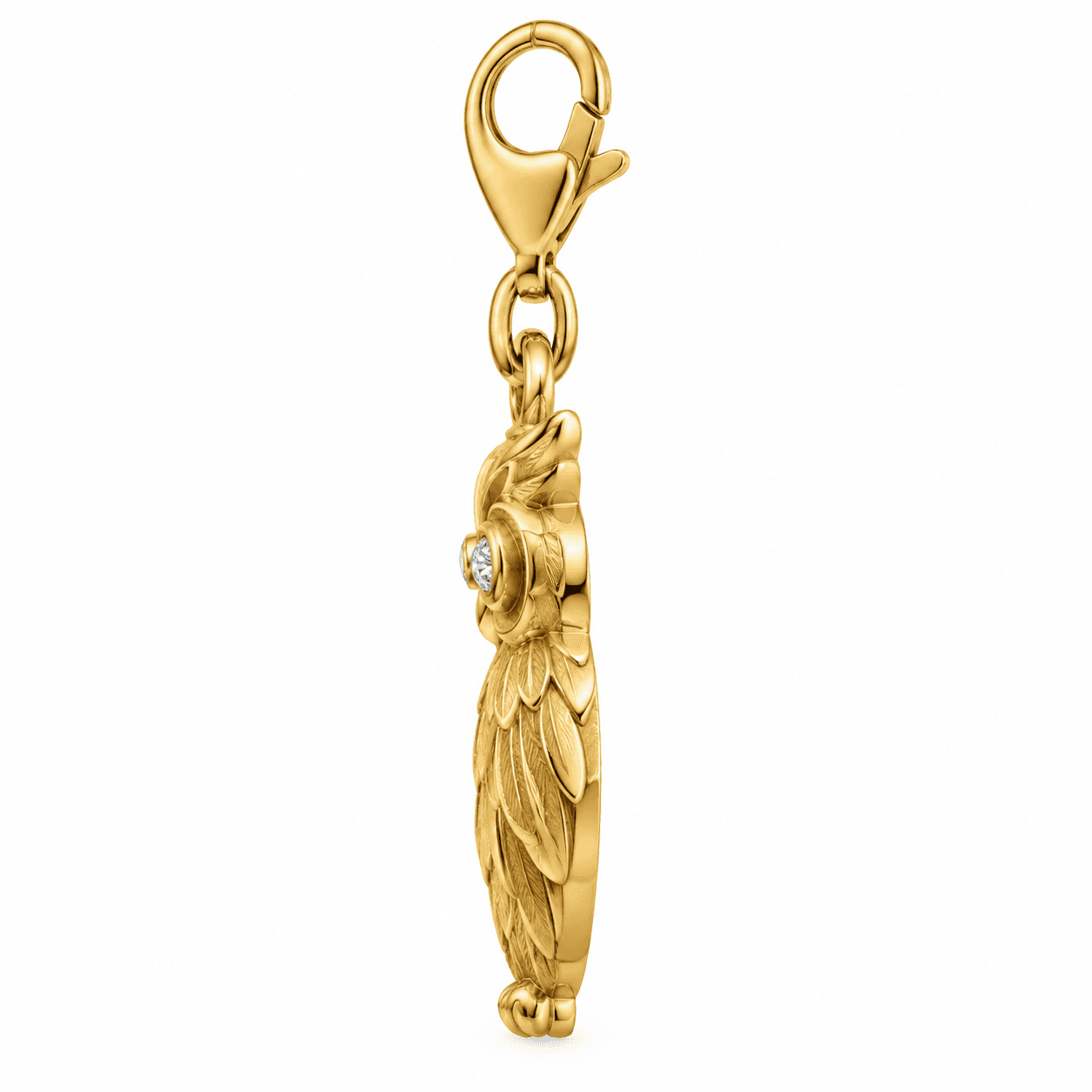 Golden Twilight Owl Feather 316L Stainless Steel Charm 2