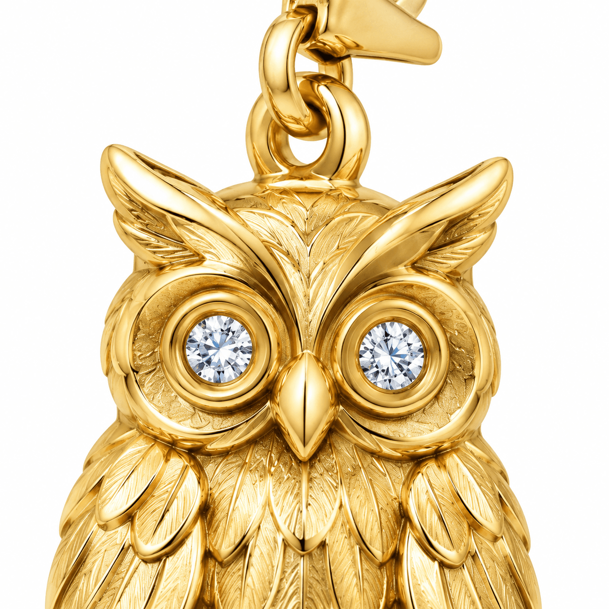 Golden Twilight Owl Feather 316L Stainless Steel Charm 3