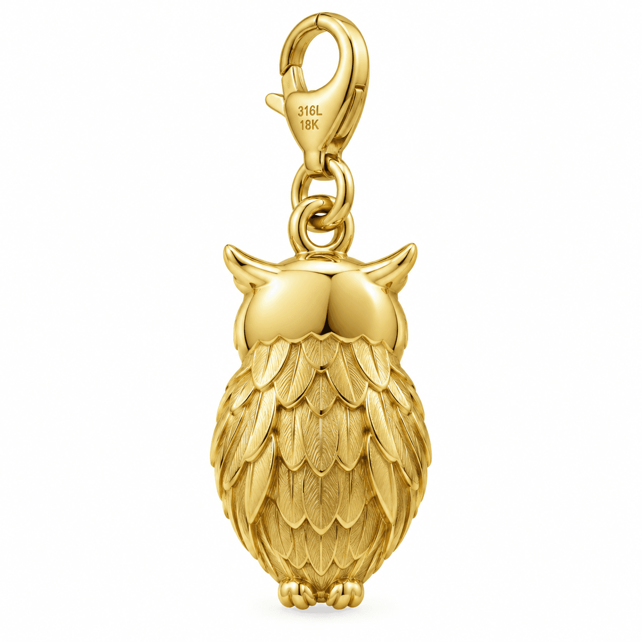 Golden Twilight Owl Feather 316L Stainless Steel Charm 4