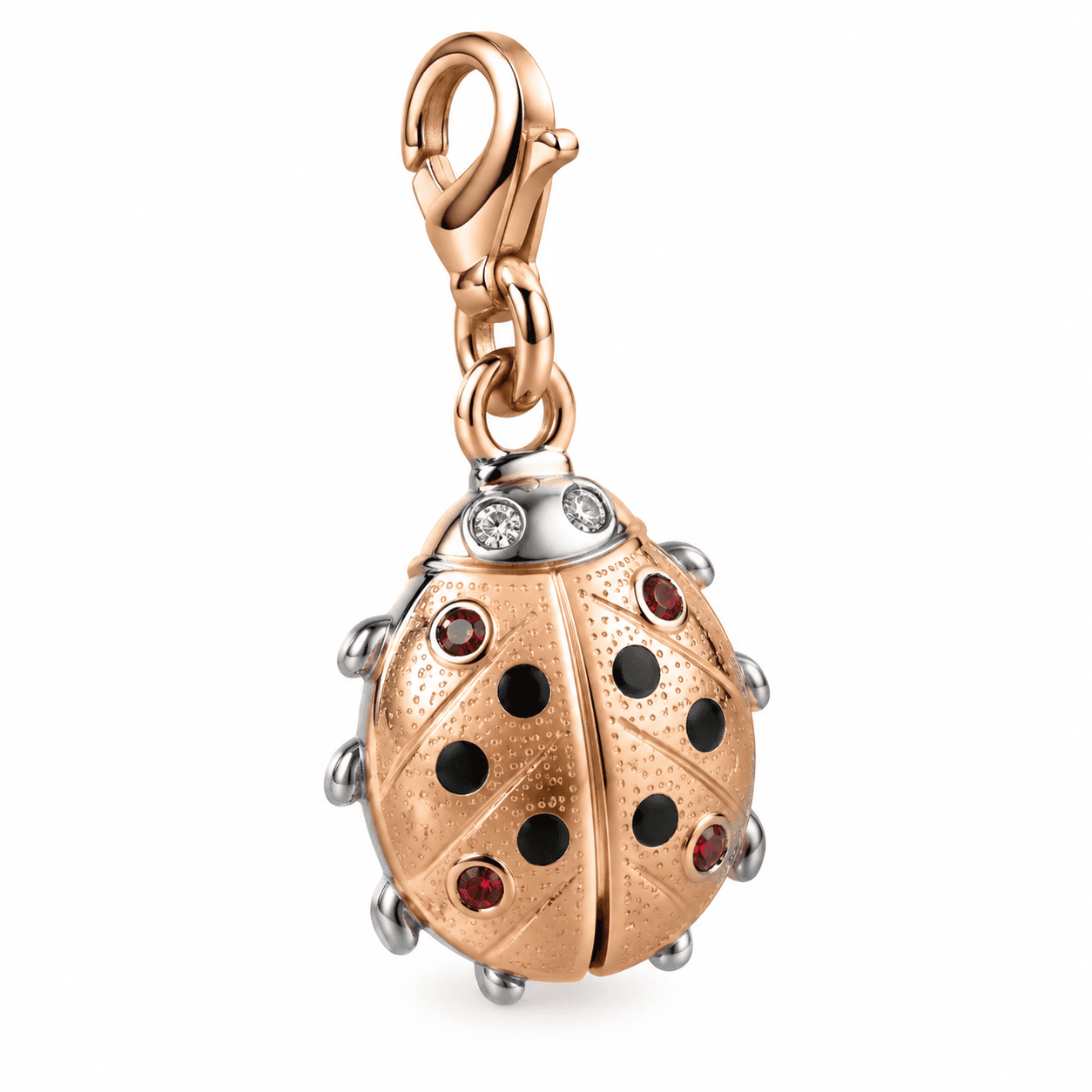Hidden Garden Ladybug Leaf 316L Stainless Steel Charm