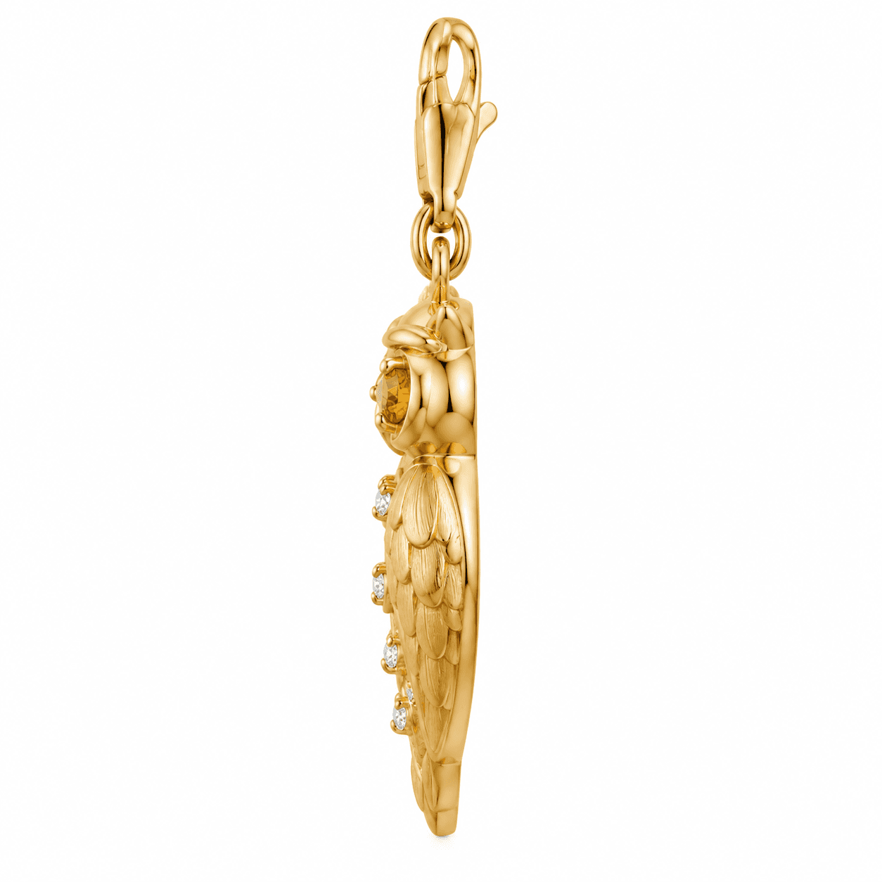 Gilded Owl Under Moonlight 316L Charm, Gold Plated, Pave Eyes 2