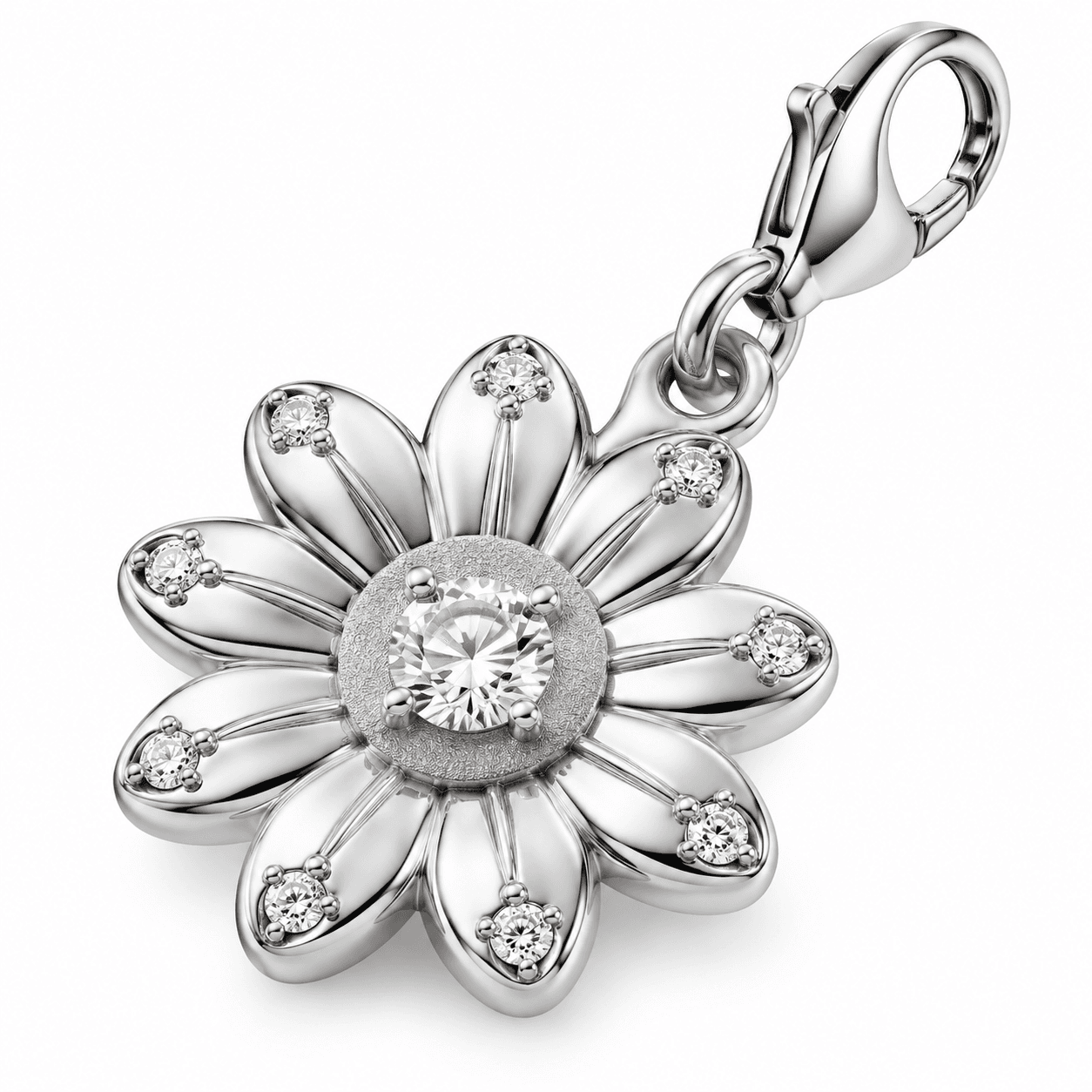LISA Daisy Ribbon Halo Charm, 316L Gold Plated Matte
