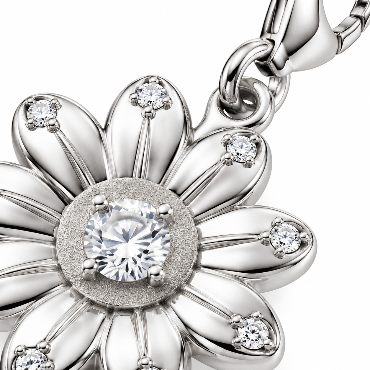 LISA Daisy Ribbon Halo Charm, 316L Gold Plated Matte 3