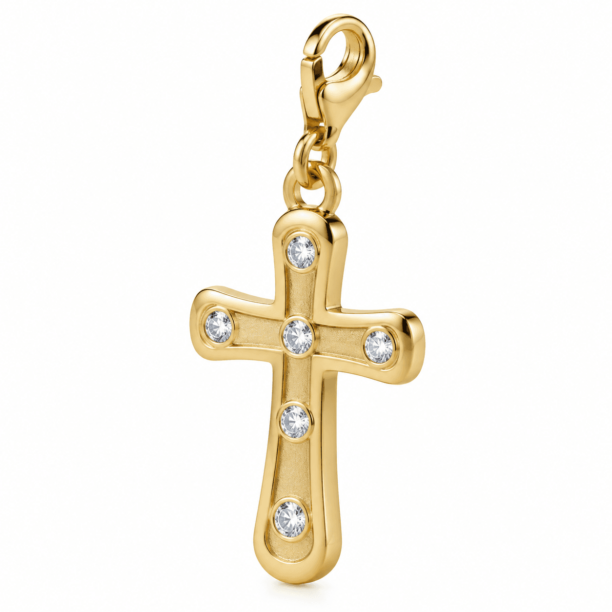 Mitternachts-Halo-Kreuz Charm 316L Gold (Black Micro-Pave)