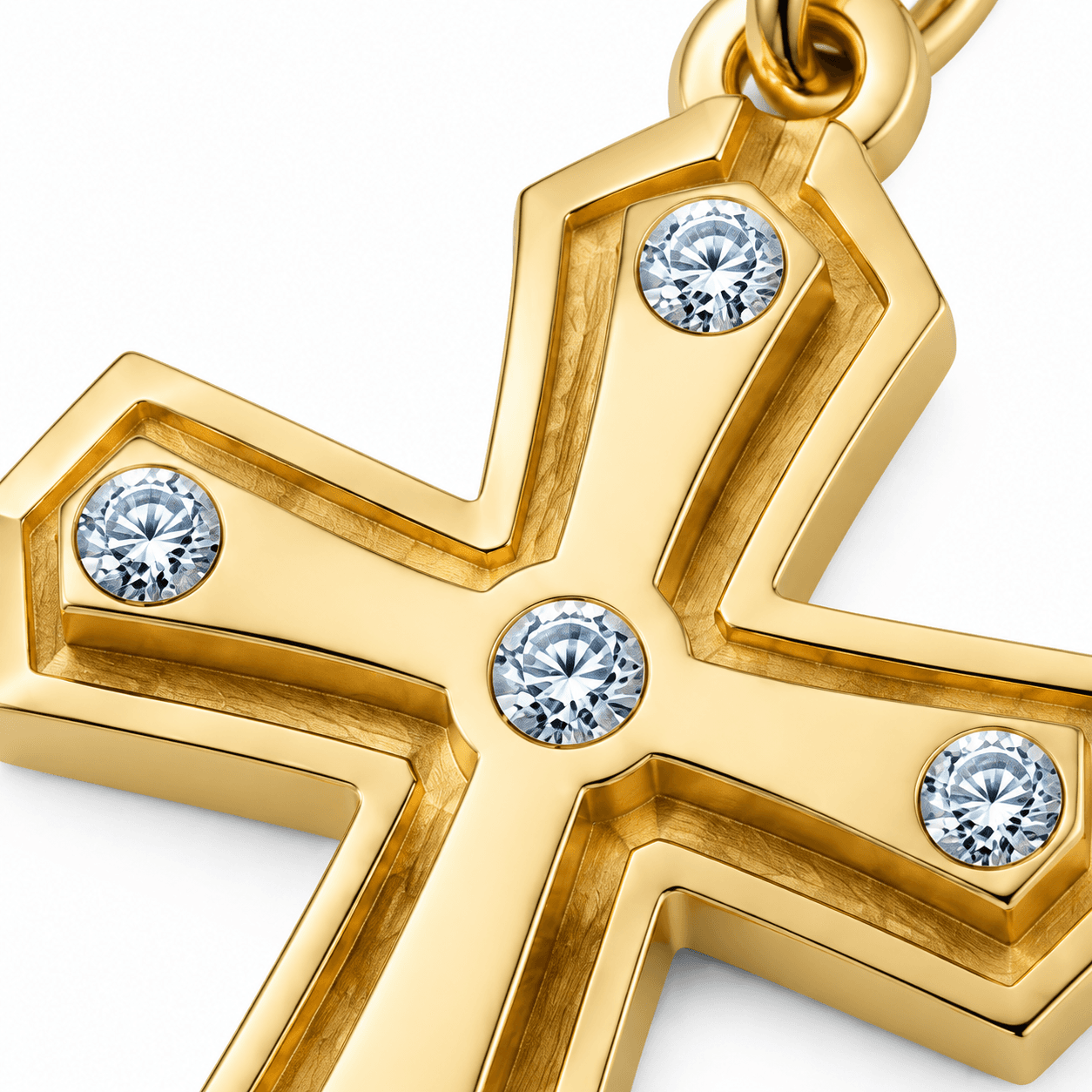 Fragment Halo Cross Charm 316L Stainless Steel 14K Gold Plated 3