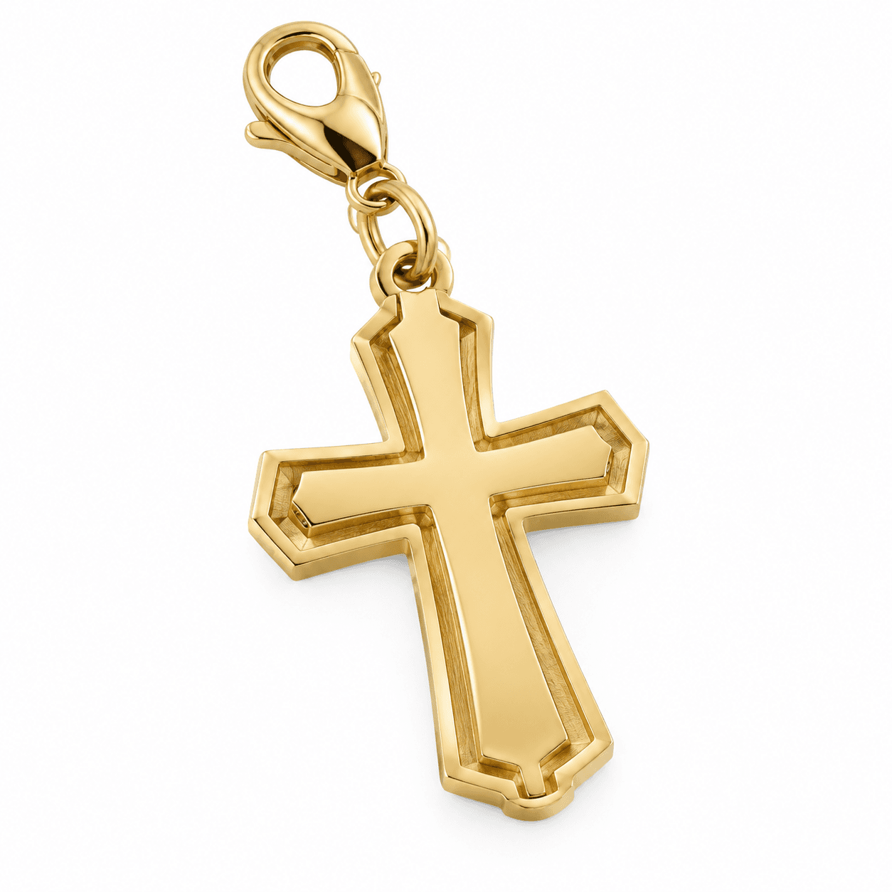 Fragment Halo Cross Charm 316L Stainless Steel 14K Gold Plated 4