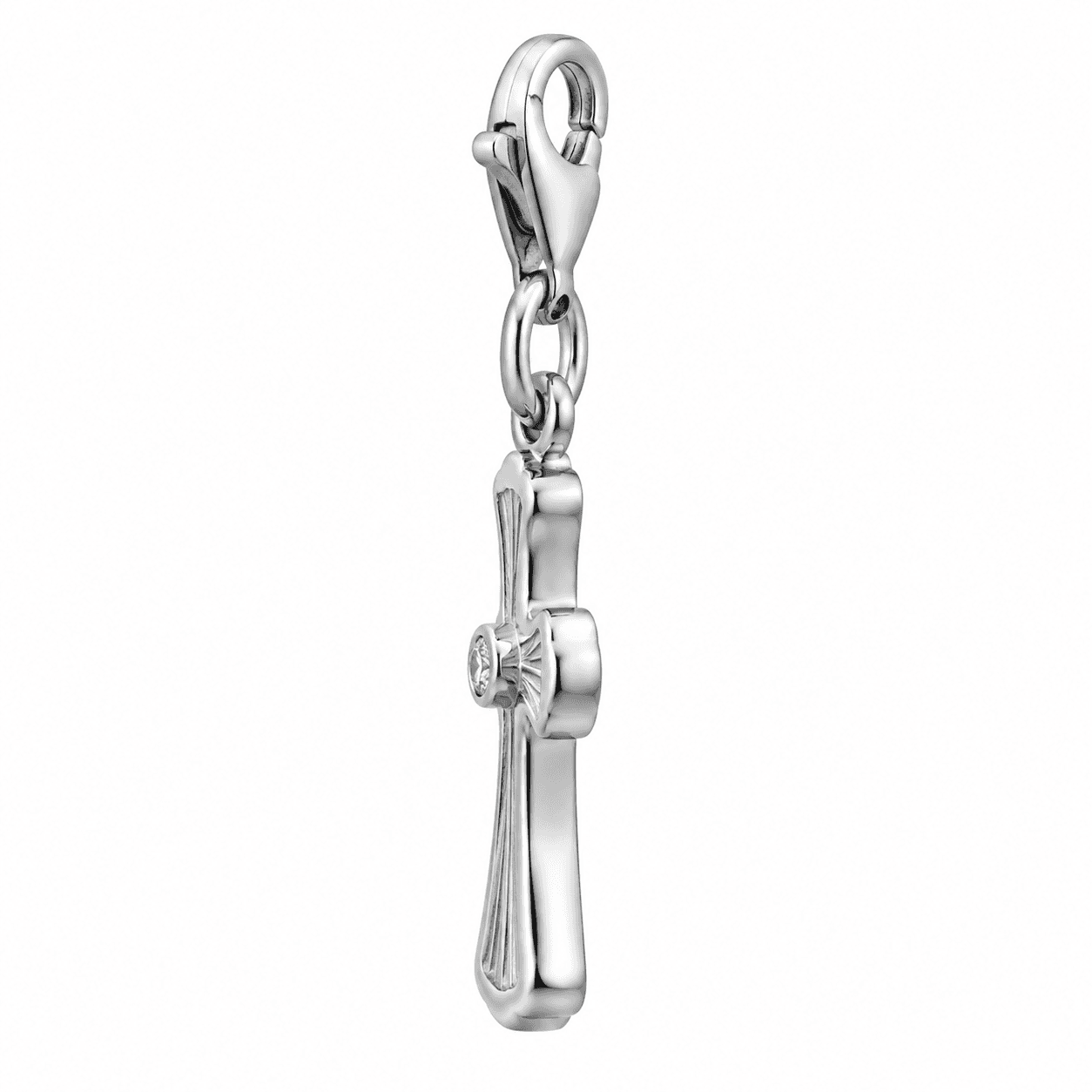 Aurora Cross Rope-Twist Charm 316L AB Micro-Pave (10-16mm) 2