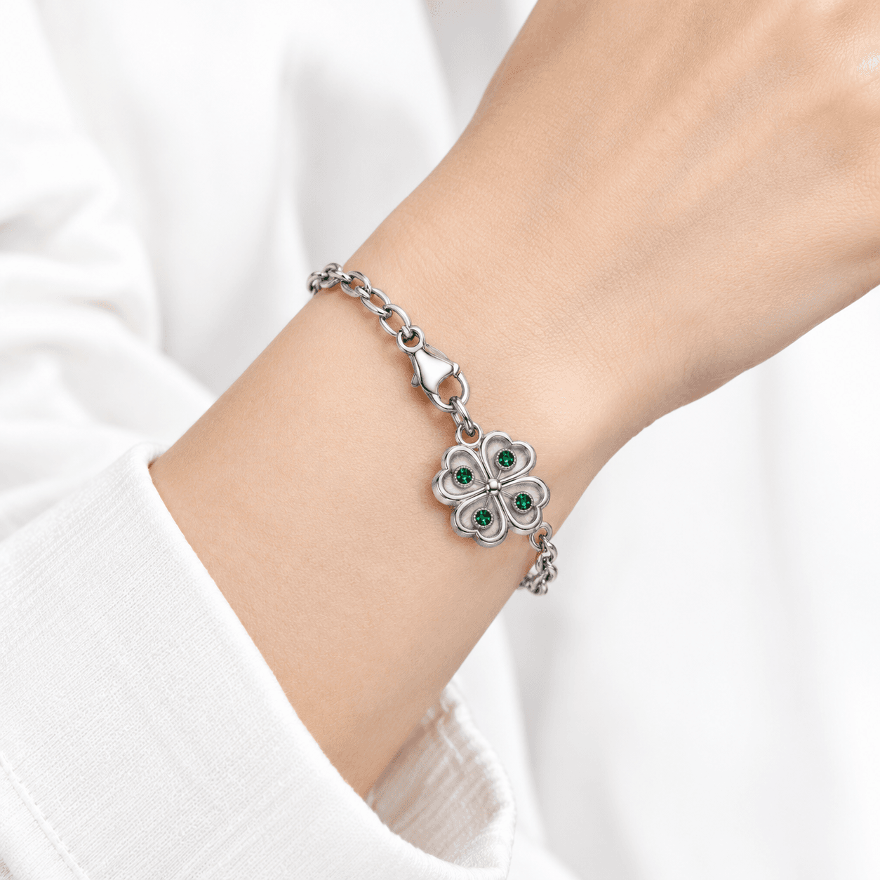 Lucky Clover Halo 316L Charm with Openwork Clover Drop 5