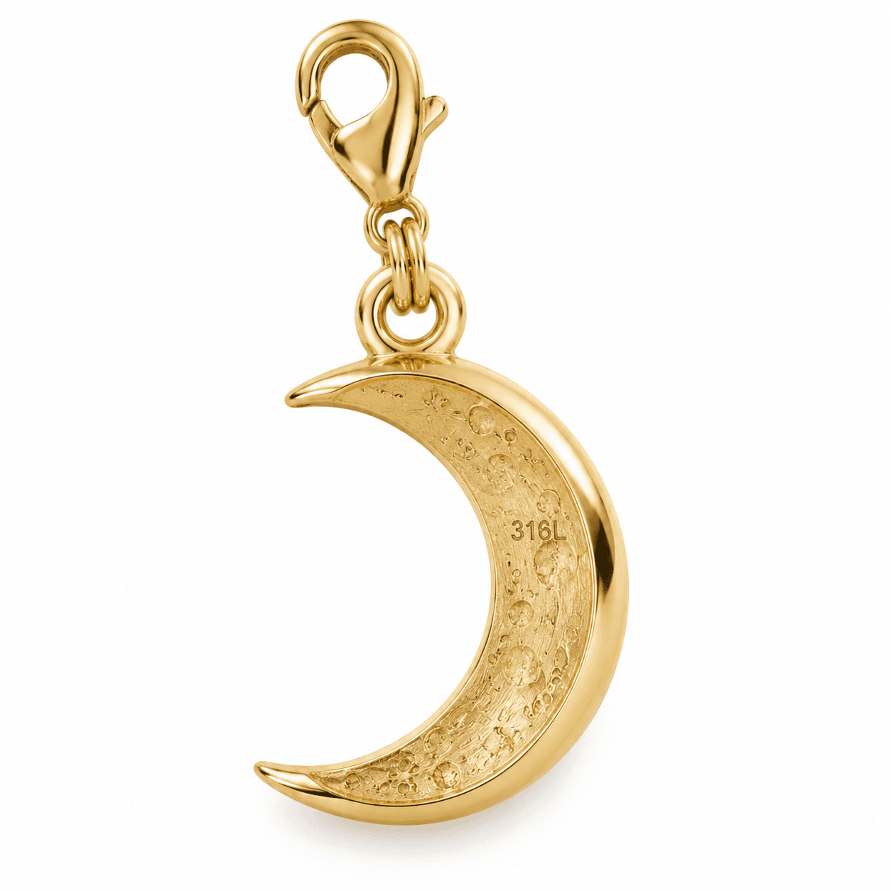 Azure Eclipse Moonstone Crescent 316L Stainless Steel Charm 4