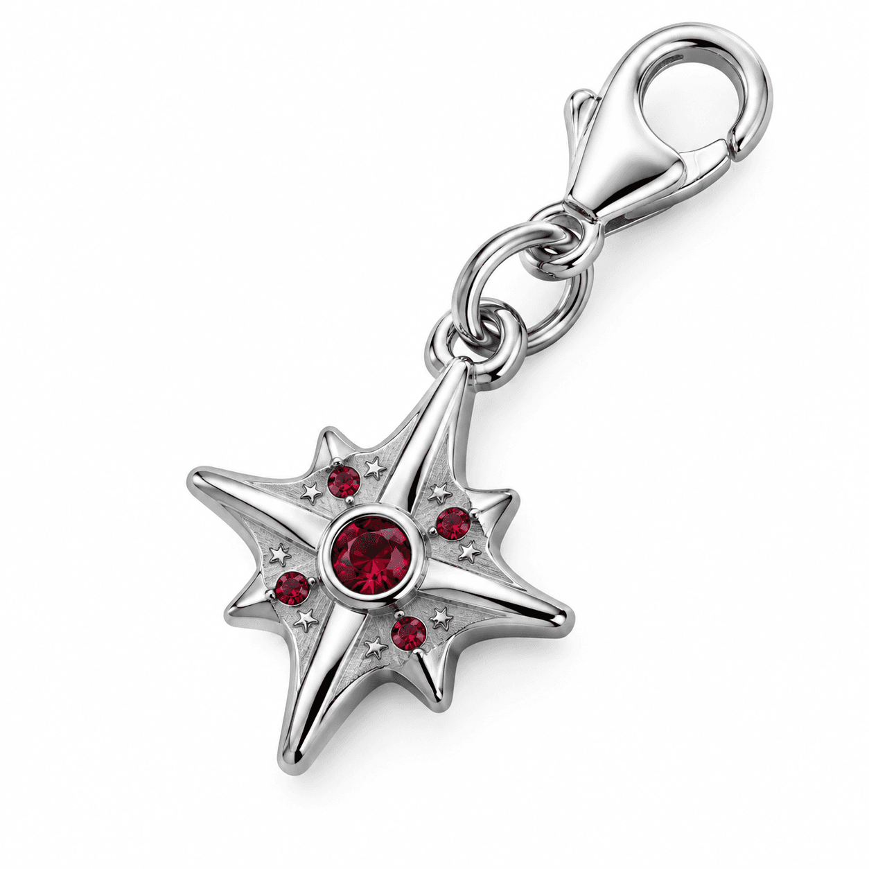 Ruby Orbit Six-Point Star Charm Trio