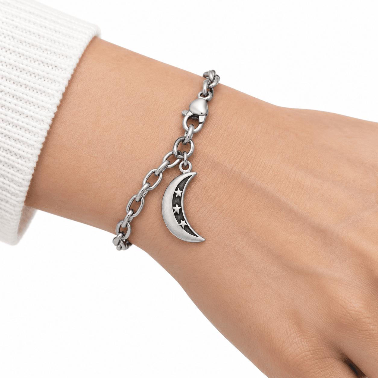 Gezeitenfinsternis-Sichelanhänger aus Silber mit Mondstein 5