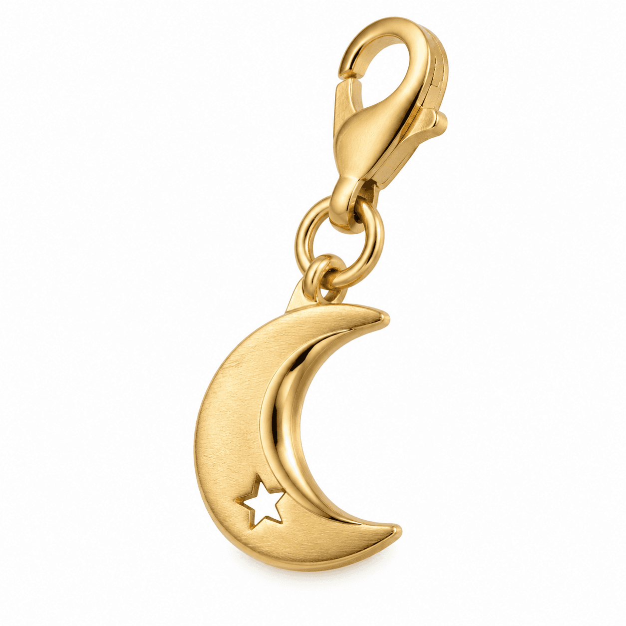 Blue Eclipse Sculpted Crescent Moon 316L Stainless Steel Charm