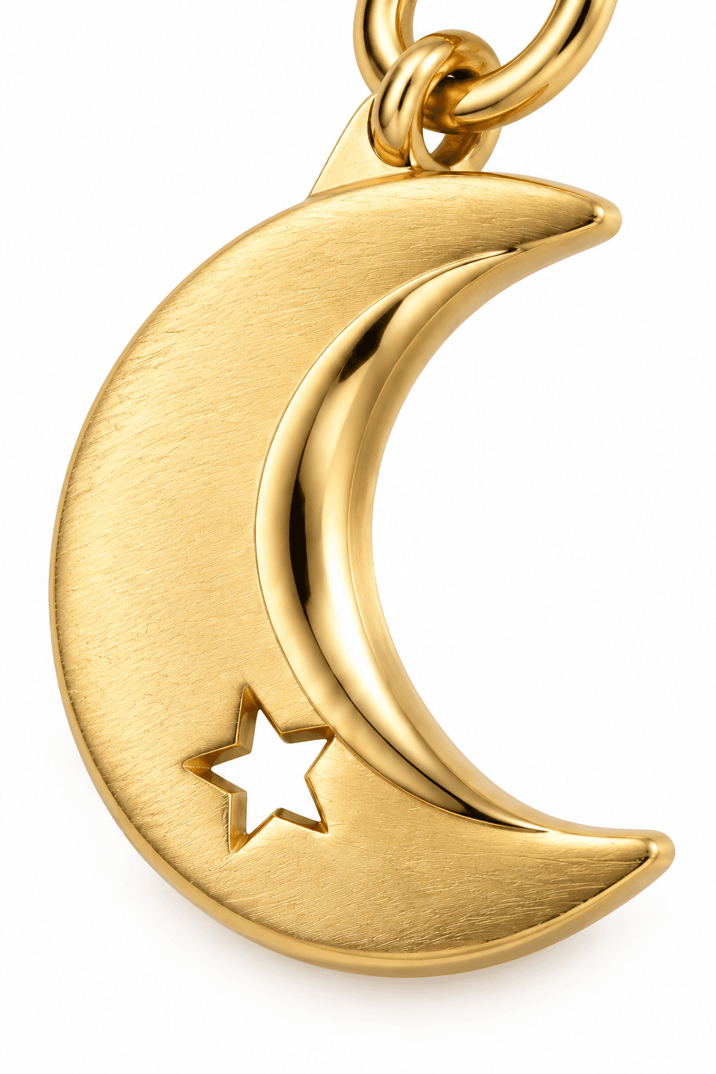 Blue Eclipse Sculpted Crescent Moon 316L Stainless Steel Charm 3